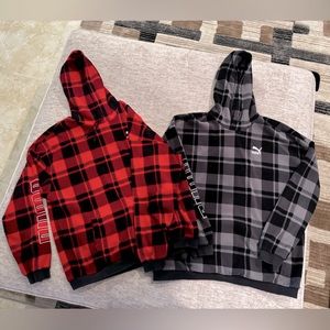 TWO Puma soft fleece hoodies. Black/Gray & Red/Black Both XL.
